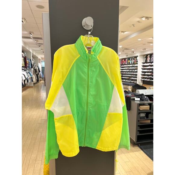 90s Nike Neon Green Yellow Vintage Windbreaker Track Jacket Volt Highlighter - Picture 2 of 5